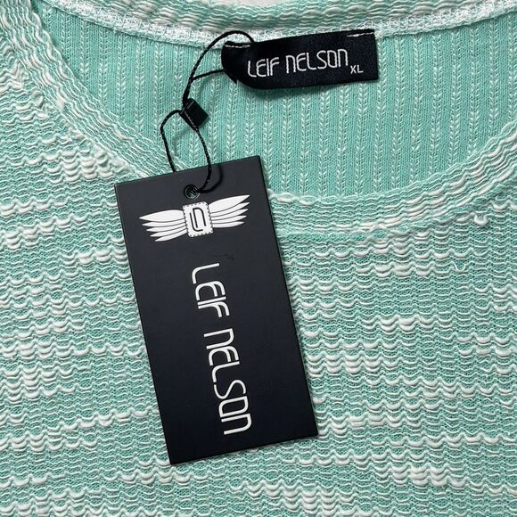 Leif Nelson Slim Fit Basic Knitted Shirt Mens Sz XL Mint Green Long Sleeve - Picture 7 of 14